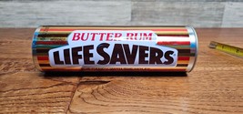 Life Savers - Butter Rum Flavored - 7&quot; Empty Tin - Gold and Red Striped! - £5.50 GBP