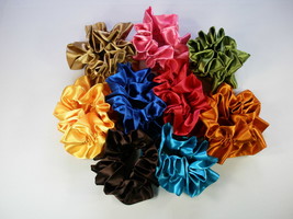Ruffle Scrunchies Satin Fabric Scrunchie Hair Tie Scrunchy Ponytail HandMade USA - £5.59 GBP