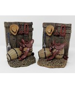 VTG Heavy Resin Western COWBOY BOOKENDS Saddle Lasso Holster Stetson Hat... - £13.49 GBP