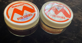 Vintage Lot Of 2 Meltonian Shoe Cream Chamois 129, Containers Jars Clear Glass - £3.97 GBP