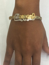14k gold overlay Personalized  Name bangle bracelet adjustable - £19.95 GBP