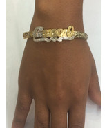 14k gold overlay Personalized  Name bangle bracelet adjustable - £19.57 GBP