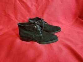 Vintage 90s Joan &amp; David Black Suede Lace Up Minimalist Ankle Boots Size 37 Or 7 - £58.02 GBP