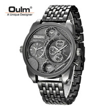 Designed by Oulm - Men&#39;s Two Timezones Designer Quartz Watch (2 Colors) - £23.50 GBP