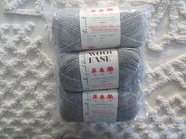 3 - 3 Oz. Lion Brand Wool Ease 80% Acrylic 20% Wool 4 Med #151 Grey Heather Yarn - £9.55 GBP