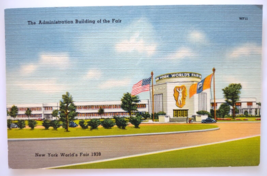 New York Worlds Fair Postcard Administration Building Linen 1939 Tichnor - £7.44 GBP