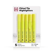 Tank Highlighter With Grip Chisel Tip Yellow 5/Pack Tr54577 - £15.17 GBP