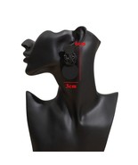 Modern Black  Textured Circle Drop Earrings – Statement Geometric Dangle... - $15.00