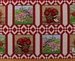24&quot; X 44&quot; Panel Apple Baskets Birds Fruit Flowers Fall Cotton Fabric D38... - $7.97