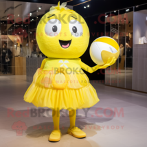 Lemon Yellow Volleyball Ball mascot costume character dressed with a Cocktail Dr - £982.31 GBP