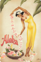 Postcard Hawaii Artwork Aloha by Kerne Erickson Continental Chrome Unpos... - $8.11