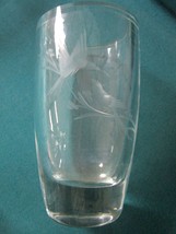 EKENAS SWEDEN CRYSTAL HEAVY VASE ETCH BIRDS  - $74.25