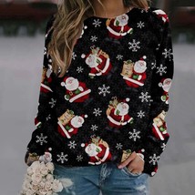 Funny Christmas Rein Printing Sweatshirt Women Autumn Streetwear Long-sleeved Ca - £50.54 GBP