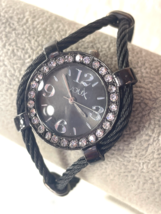 Women&#39;s Voux Cuff Watch Black with Crystal Face *NEEDS BATTERY - $8.90