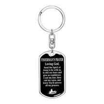 Fisherman&#39;s Prayer Black Swivel Keychain Dog Tag Stainless Steel or 18k Gold - £42.60 GBP