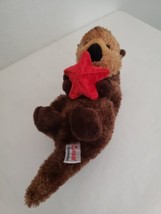 Aurora Otto Otter Holding Red Starfish Plush Stuffed Animal Brown - £10.68 GBP