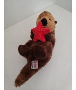 Aurora Otto Otter Holding Red Starfish Plush Stuffed Animal Brown - £10.51 GBP