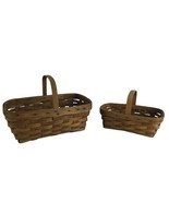 Set of 2 Vtg 1983 Signed LONGABERGER Top Handle Baskets Wooden Rustic 13... - $824.14 MXN