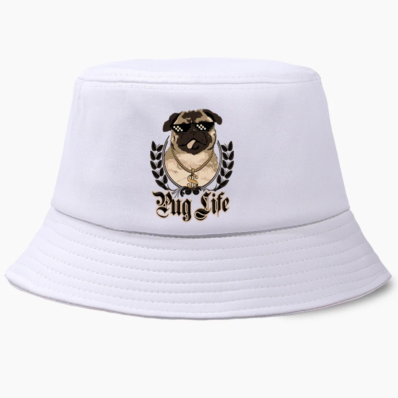 Hip Hop Style Animal Pug Dog Life Cool Bucket Hat Panama Bob Fishing Fisherman C - £11.03 GBP