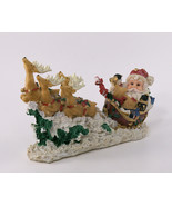 Christmas Figurine Santa Clause And His Reindeer are Off To Deliver Gift... - £15.62 GBP
