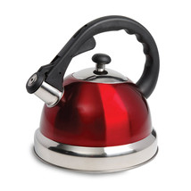 Mr Coffee Claredale 2.2 Quart Stainless Steel Whistling Tea Kettle In Red With - £35.30 GBP