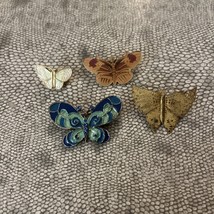 Vintage &amp; Contemporary Butterfly Brooch Lot 4 Multi Color Damascene, Rhi... - $23.04 CAD