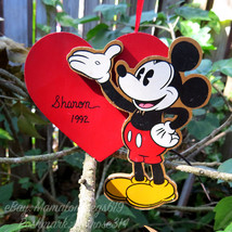 Vtg 1992 Walt Disney Company Mickey Mouse Christmas Tree Ornament Sharon Heart - £6.14 GBP