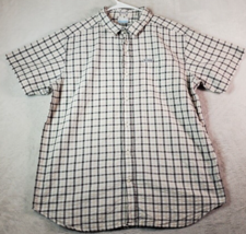 Columbia Shirt Men Large Multi Plaid 100% Cotton Short Sleeve Collar Button Down - £10.31 GBP