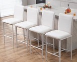 Counter Height Stools Set Of 4 - Modern Leather Bar Stools For Kitchen I... - $389.99