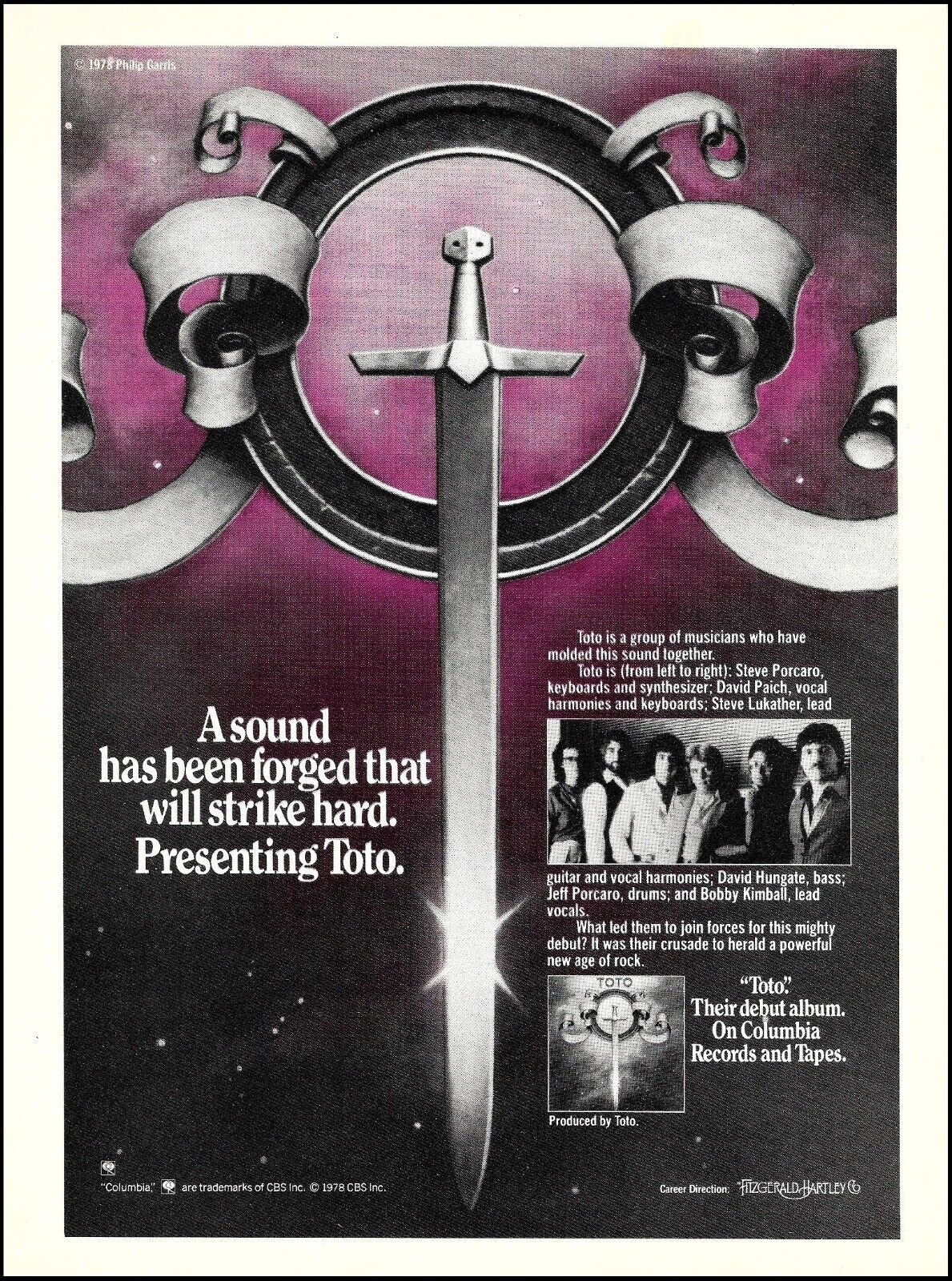 Toto debut album Columbia Records ad 1978 album advertisement Steve Lukather - $4.23
