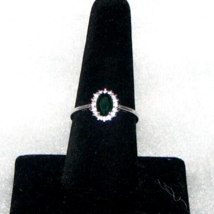 2.8ct. Green Emerald Gem with Halo of White Emerald Gem&quot;s, on 925 S, Ring ,z7.5 - £17.99 GBP