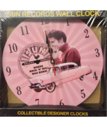 Elvis Presley wall clock round battery operated pink Cadillac Sun Records - $557.81 MXN