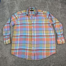 Orvis Shirts Mens Large Pastel Plaid Madras Silk Linen Signature Collection - $21.99