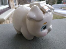 Vintage Lefton  Piggy Bank Orange Polka Dot Bow Pig - £17.26 GBP