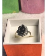 Sterling Silver Plated Size 7 Black Onyx Natural Stone Ring BOHO GIFT BOXED - $12.19