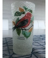 Scarlet Tanager Songbird 12 oz dimple frosted glass tumbler West Virginia - £14.76 GBP