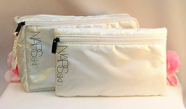 New NARS Skin Makeup Bags Set of 2 Ivory Cream Colored Pearlescent Metal... - $15.99