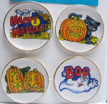 Dollhouse 4 Halloween Plates, each decorated differently Miniature - £14.23 GBP