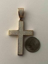 14k Plaqué or Rose 925 Argent Homme Grande Croix 3ct Simulé Diamants 5.1x3.8cm - £91.57 GBP