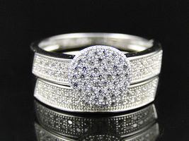 2Pc Ladies .925 Silver Etetrnia Sim Diamond Bridal Ring Set in White Gold Finish - £59.78 GBP