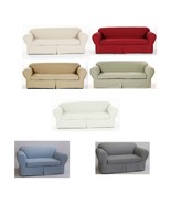 Cotton Slipcover Brushed Twill 2-piece Cushion Couch Sofa Loveseat Chair - $94.96 CAD+