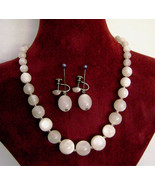Vintage Coro White Lucite Moonglow Bead Necklace Drop Earrings  - £16.08 GBP