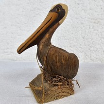 Pelican Figure Hand Painted Wood Base Scott Janson Timely Art  Bird Signed - £15.78 GBP