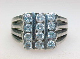 12 Stones CUBIC ZIRCONIA 3 Row CHANNEL VTG RING in STERLING SILVER - Siz... - £59.95 GBP