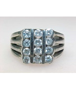 12 Stones CUBIC ZIRCONIA 3 Row CHANNEL VTG RING in STERLING SILVER - Siz... - £59.81 GBP