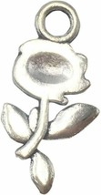 10 Rose Charms Antique Silver Tone Flower Pendants Garden Findings Spring 22mm - £2.35 GBP