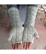 Alpaca Gloves - Ladies Soft Warm White Fingerless Hand Knit Wool Arm War... - £39.32 GBP
