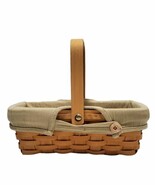 Taskets Renaissance Woven Wood Basket Plastic Liner Handle Rectangle  - $301.77 MXN