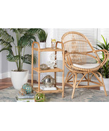 Blanca Natural Brown Finished Rattan 2-Tier Display Shelf - $211.91 CAD
