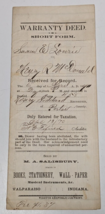 Short Form Warranty Deed 1869/1870 Porter Indiana / Rensselaer County New York - £31.14 GBP